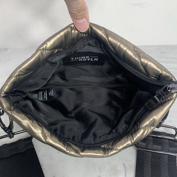 THINK ROYLN Diagonal 2.0 Bum Bag Pearl Pyrite w/ Short Crossbody Strap ONLY EUC - Picture 6 of 8